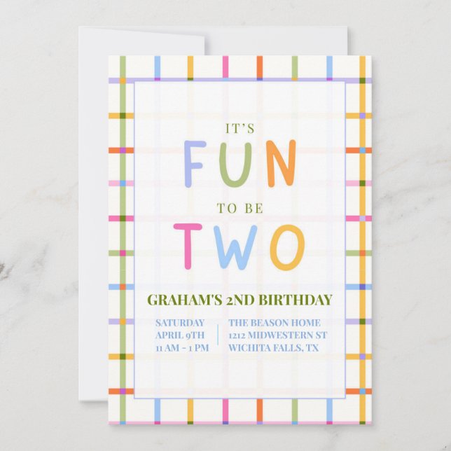 IT'S FUN TO BE TWO SECOND BIRTHDAY INVITATION (Devant)