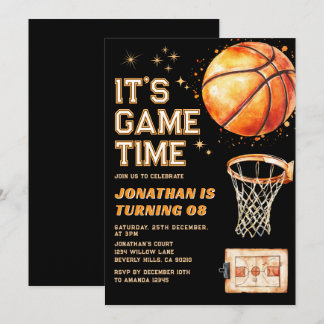 It's Game Time ANY AGE Basketball Birthday Sports Einladung