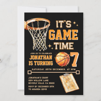 It's Game Time ANY AGE Basketball Birthday Sports Einladung