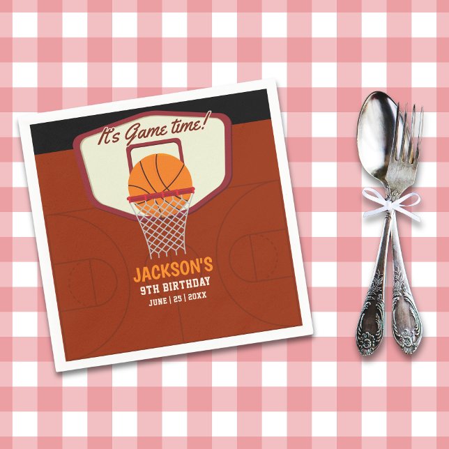 It's Game time! Basketball theme Birthday Kids Serviette (Von Creator hochgeladen)