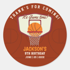It's Game time! Funny Basketball theme Birthday  Runder Aufkleber