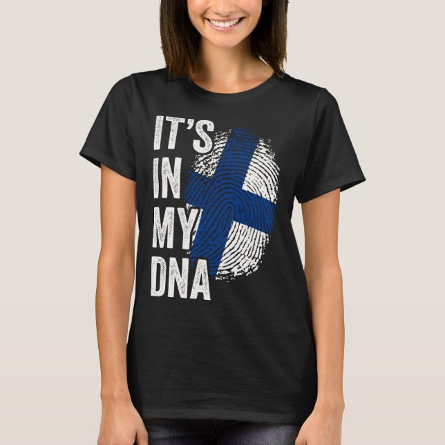 ITS IN MY DNA Finland Flag Finnish Roots Pride Gen T-Shirt (Vorderseite)