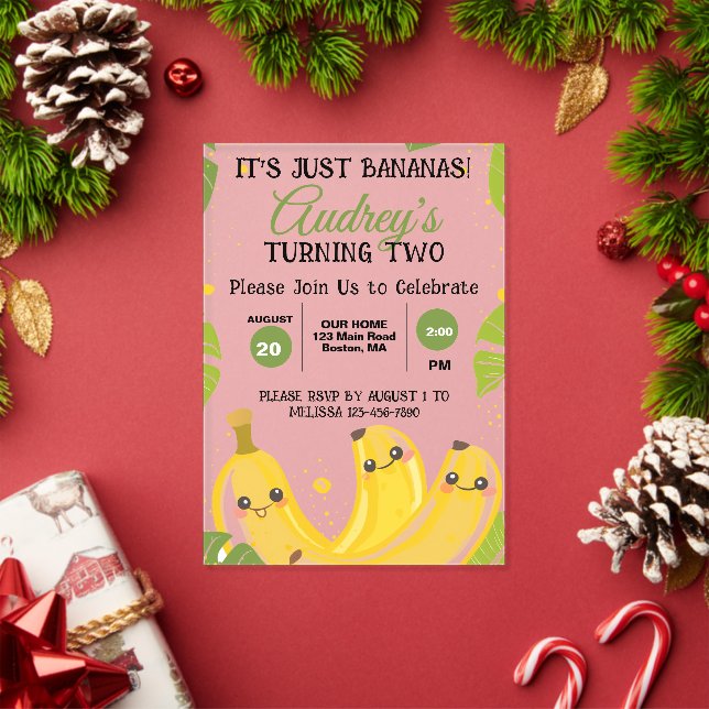 It's Just Bananas Any Age Birthday Party Acryleinladungen (Insitu (Feiertag))
