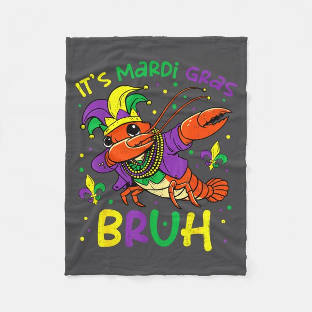 Its Mardi Gras Bruh Crayfish Dab Jester Beads Boys Fleecedecke (Vorderseite)