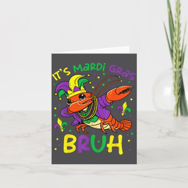 Its Mardi Gras Bruh Crayfish Dab Jester Beads Boys Karte (Vorderseite)