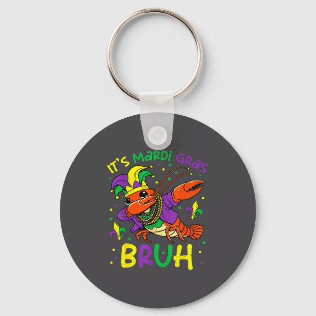 Its Mardi Gras Bruh Crayfish Dab Jester Beads Boys Schlüsselanhänger (Vorderseite)