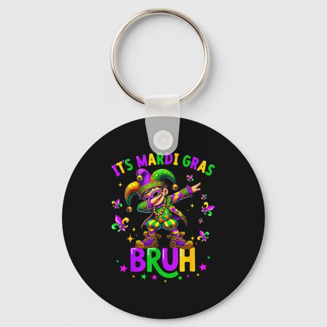 It's Mardi Gras Bruh Dabbing Leprechaun Jester New Schlüsselanhänger (Vorderseite)