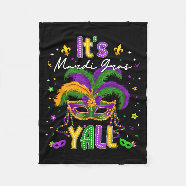 It's Mardi Gras Y'all Feathered Mask Carnival Men  Fleecedecke (Vorderseite)