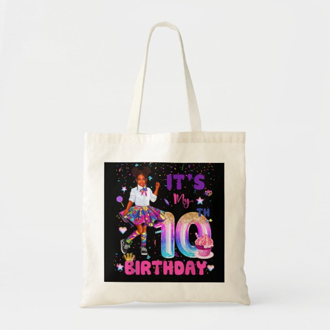 Its My 10th Birthday African American Black Girl 1 Tragetasche (Vorne)