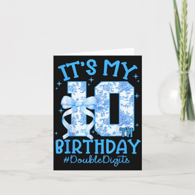 It's My 10th Birthday Girl Blue Coquette Bow 10 Ye Karte (Vorderseite)