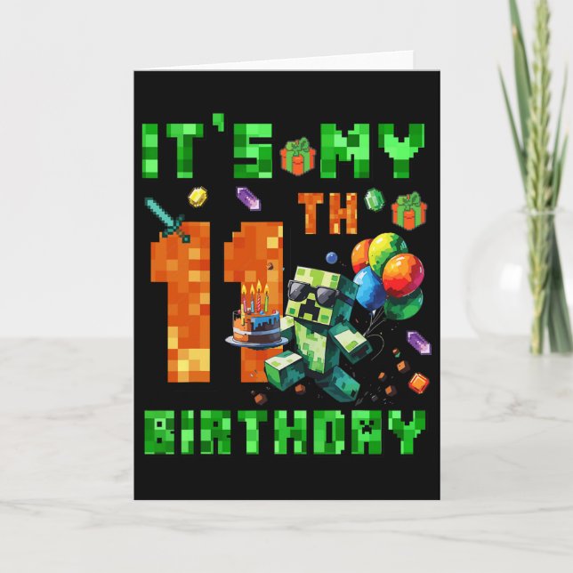It's My 11th Birthday Pixel Number Video Game Game Karte (Vorderseite)