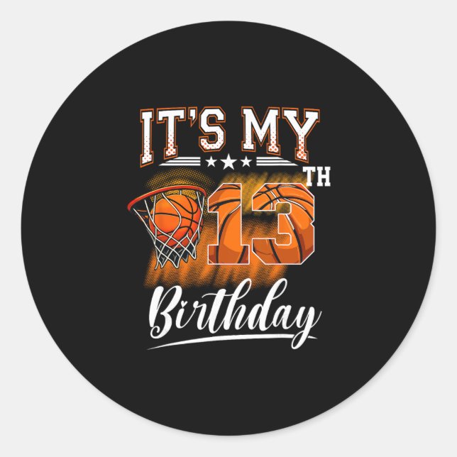 It's My 13th Birthday Sketll Theme 13 Years Old Bi Runder Aufkleber (Vorderseite)