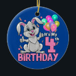 It's My 4th Birthday Rabbit 4th Birthday 4 Years Keramik Ornament<br><div class="desc">It's My 4th Birthday Rabbit 4th Birthday 4 Years Old Girl Gift. Perfect gift for your dad,  mom,  papa,  men,  women,  friend and family members on Thanksgiving Day,  Christmas Day,  Mothers Day,  Fathers Day,  4th of July,  1776 Independent day,  Veterans Day,  Halloween Day,  Patrick's Day</div>
