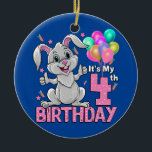 It's My 4th Birthday Rabbit 4th Birthday 4 Years Keramik Ornament<br><div class="desc">It's My 4th Birthday Rabbit 4th Birthday 4 Years Old Girl Gift. Perfect gift for your dad,  mom,  papa,  men,  women,  friend and family members on Thanksgiving Day,  Christmas Day,  Mothers Day,  Fathers Day,  4th of July,  1776 Independent day,  Veterans Day,  Halloween Day,  Patrick's Day</div>