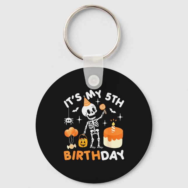 It's My 5th Birthday-funny Halloween Skeleton 5th  Schlüsselanhänger (Vorderseite)