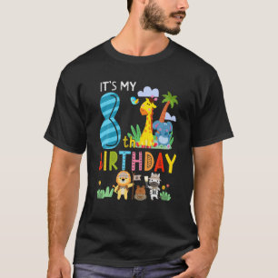 It's My 8Th Birthday Zoo Theme Birthday Safari Jun T-Shirt