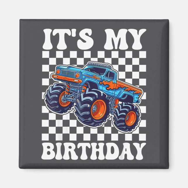 It's My Birthday Boy Monster Truck Bday Party Kids Magnet (Vorne)