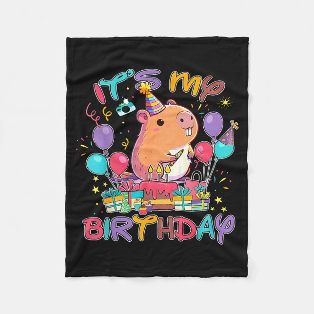 Its My Birthday Capybara Lovers Birthday Party Boy Fleecedecke (Vorderseite)