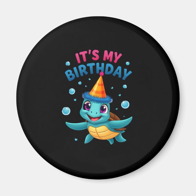 It's My Birthday Cute Sea Turtle Ocean Birthday Pa Magnet (Vorne)