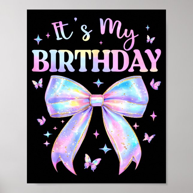 It's My Birthday Tie Dye Coquette Bow Butterfly Bi Poster (Vorne)