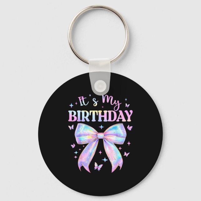 It's My Birthday Tie Dye Coquette Bow Butterfly Bi Schlüsselanhänger (Vorderseite)