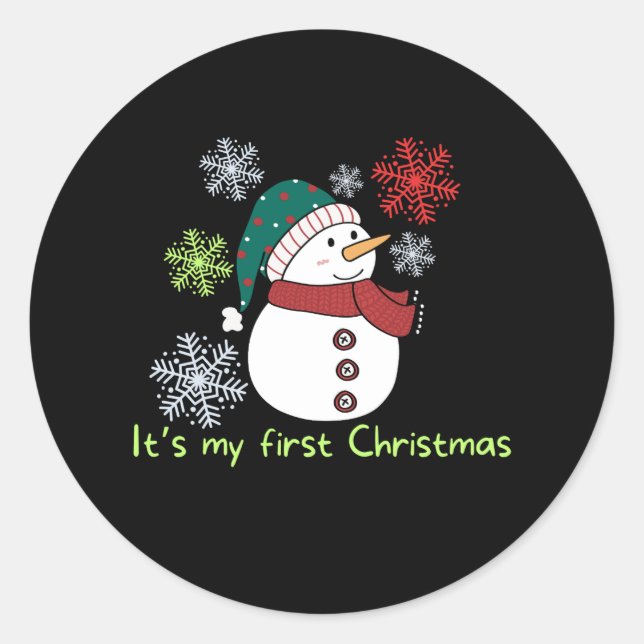 It's my first Christmas Runder Aufkleber (Vorderseite)