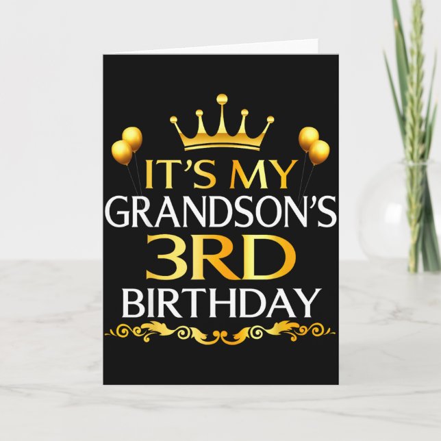 Its My Grandsons 3rd Birthday Happy Birthday 3 Yea Karte (Vorderseite)