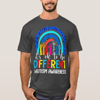 Its Ok To Be Different Autism Awareness Leopard Ra T-Shirt