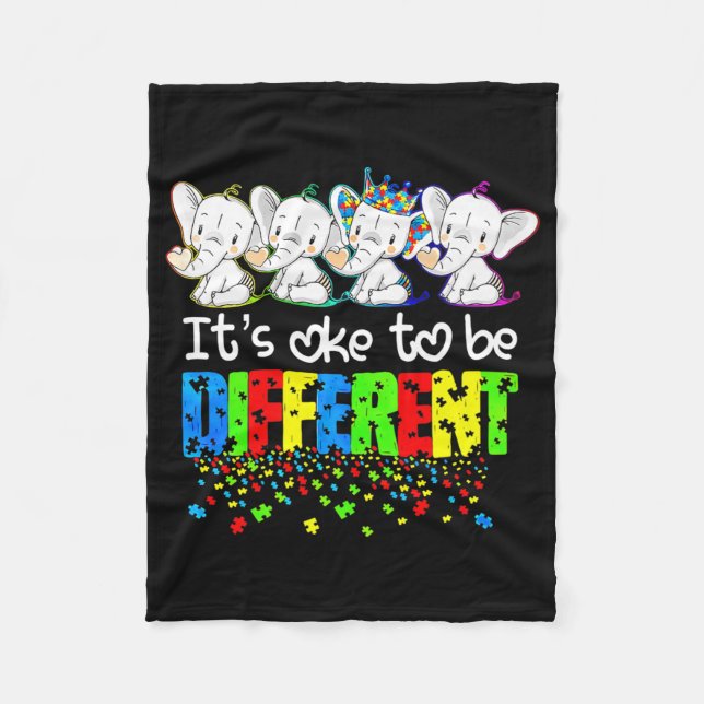 It's Ok To Be Different Cute Elephant Autism Aware Fleecedecke (Vorderseite)
