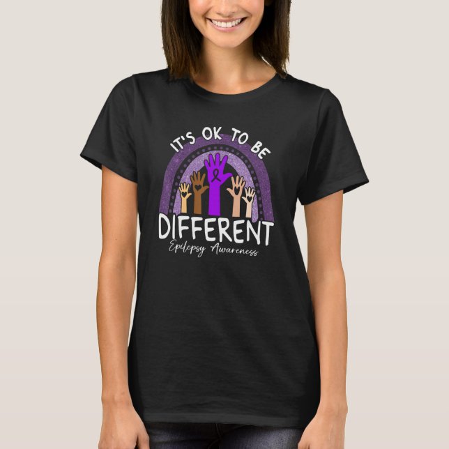 It's Ok To Be Different Epilepsy Awareness Purple  T-Shirt (Vorderseite)