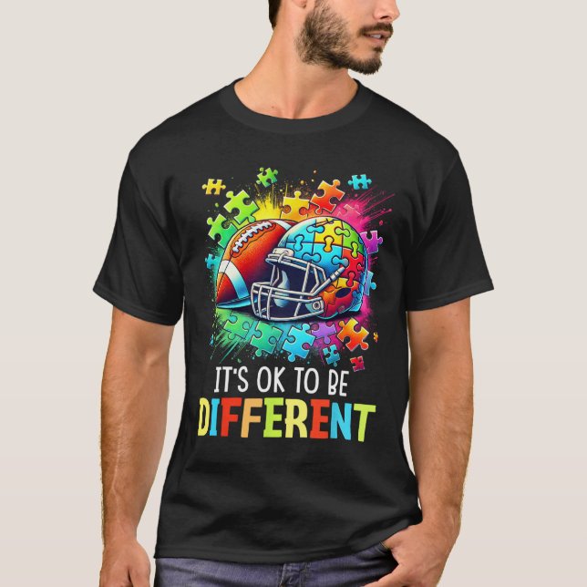It's Ok To Be Different Football Autism Awareness  T-Shirt (Vorderseite)