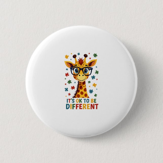 It's Ok To Be Different Giraffe Autism Awareness B Button (Vorderseite)
