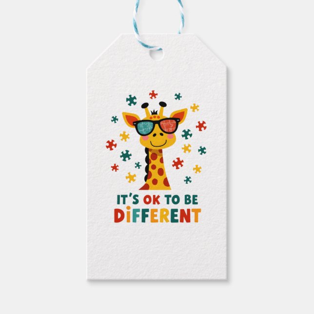 It's Ok To Be Different Giraffe Autism Awareness B Geschenkanhänger (Vorderseite)