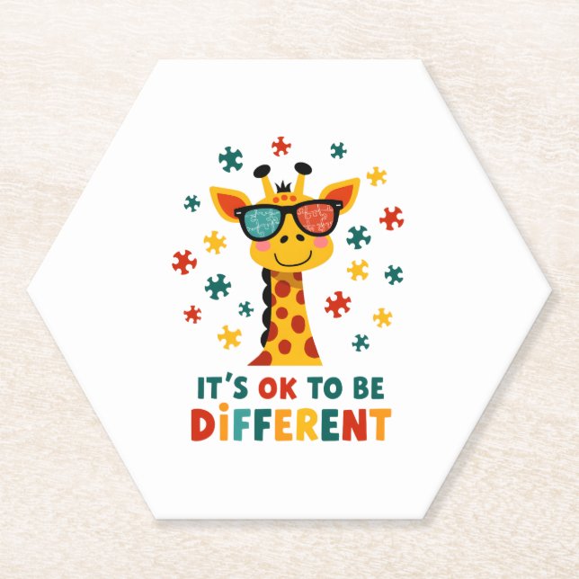 It's Ok To Be Different Giraffe Autism Awareness B Untersetzer (Vorderseite)