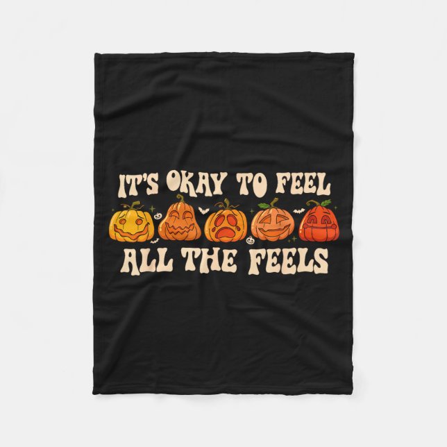 It's Okay To Feel Mental Health Fall Pumpkin Hallo Fleecedecke (Vorderseite)