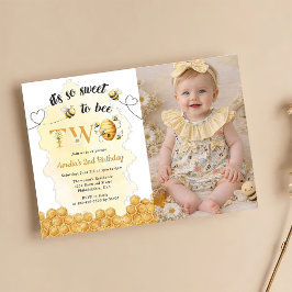 It's So Sweet To Bee Photo 2nd Birthday Invitation Einladung