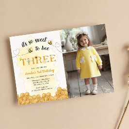 It's So Sweet To Bee Photo 3rd Birthday Invitation Einladung