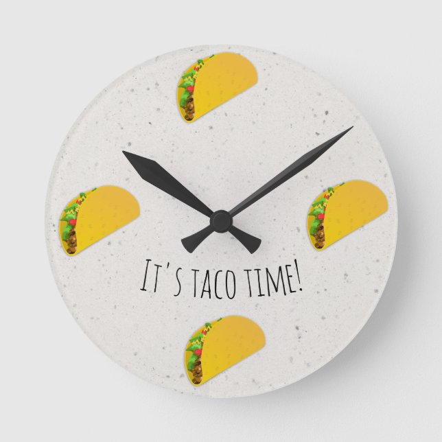 It's Taco Time Junk Food Kitchen Runde Wanduhr (Vorderseite)