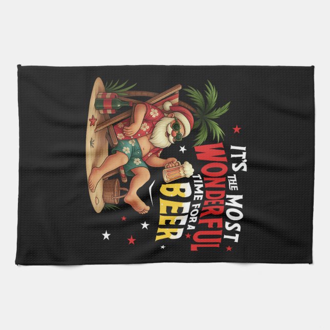 It's The Most Wonderful Time for a Beer Funny Sant Geschirrtuch (Horizontal)