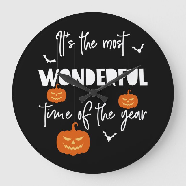 It's the Most Wonderful Time of the Year Pumpkin Große Wanduhr (Vorderseite)