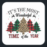 It's The Most Wonderful Time Of The Year Quadratischer Aufkleber<br><div class="desc">It's The Most Wonderful Time Of The Year Are you a fan of the Christmas season? funny Christmas season My Cute tree Christmas, the Christmas tree with modern red and green Christmas Sublimation pattern and reindeer design is an excellent choice for you. Show the world your love for a fun...</div>