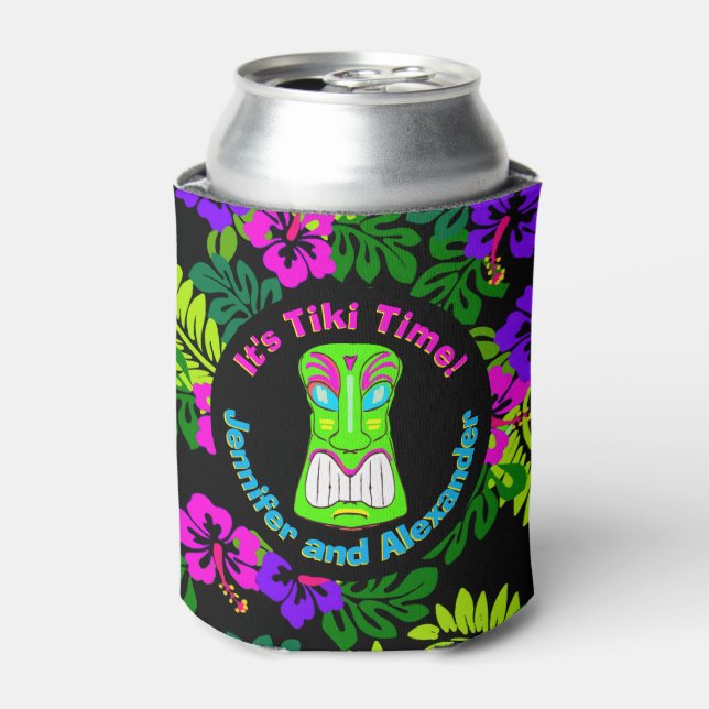 "It's Tiki Time" mit Namen Dosenkühler (Kanne Vorderseite)