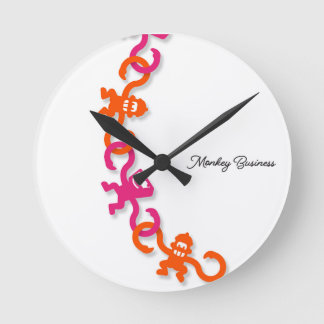 It's time for Monkey Business Round Wall Clock Runde Wanduhr