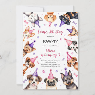 It's Time to Paw-ty Party Animals Kids Birthday Einladung