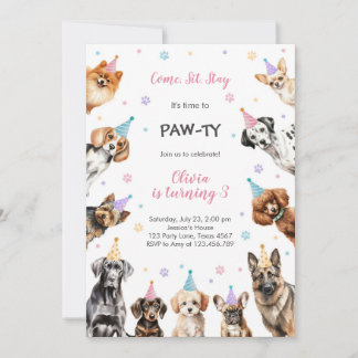 It's Time to Paw-ty Party Animals Kids Birthday Einladung