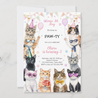 It's Time to Paw-ty Party Animals Kids Birthday Einladung