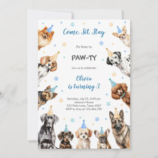 It's Time to Paw-ty Party Animals Kids Birthday Einladung