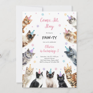 It's Time to Paw-ty Party Animals Kids Birthday Einladung