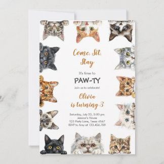 It's Time to Paw-ty Party Animals Kids Birthday Einladung