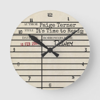 "It's Time to Read" Library Due Date Card Clock Runde Wanduhr